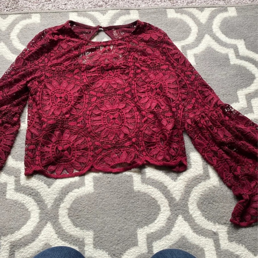 Wine colored belle sleeve top